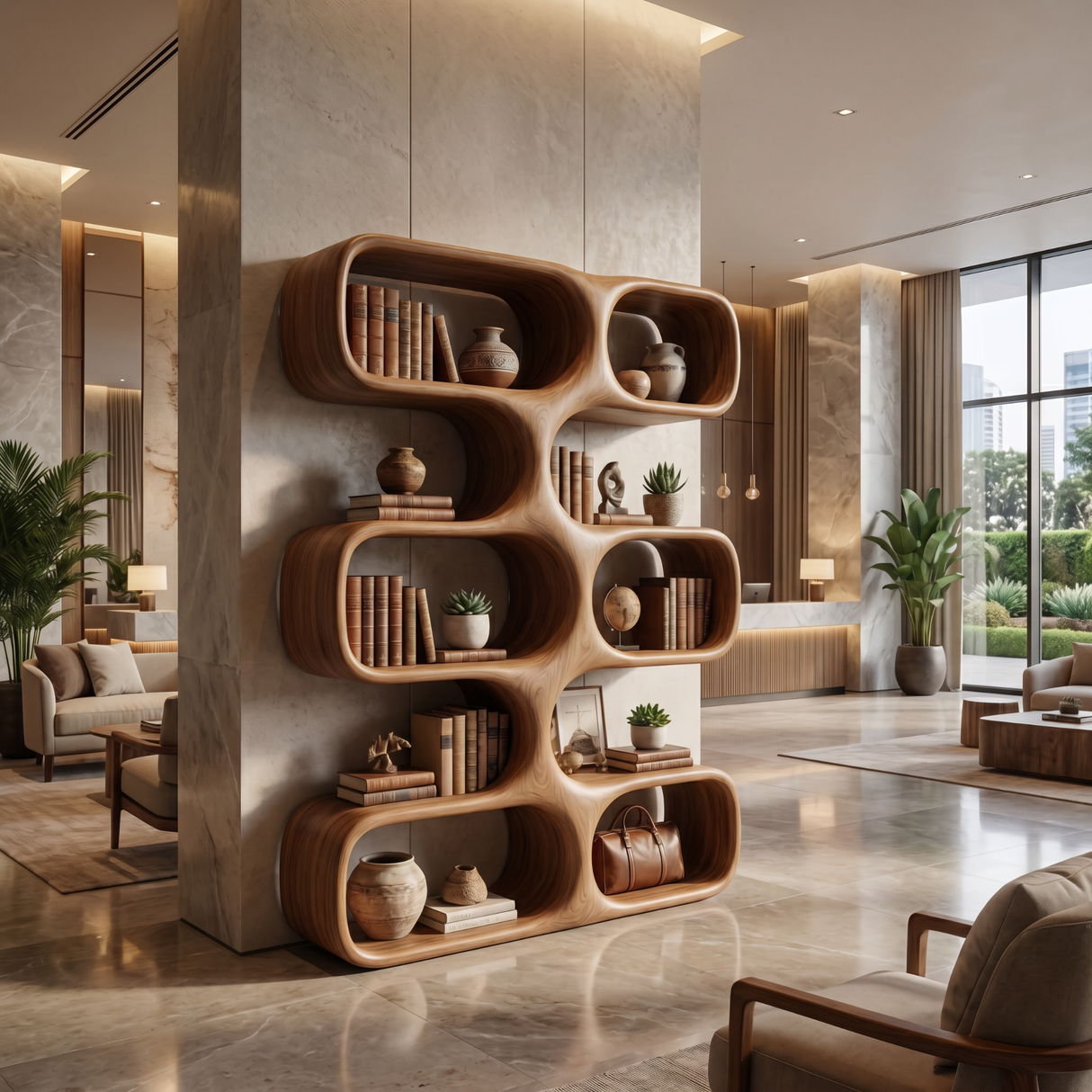 Organic Modern Bookshelf Handmade Sculptural Display Shelf Contemporary Storage Unit