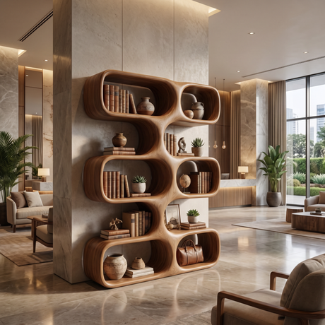 Organic Modern Bookshelf Handmade Sculptural Display Shelf Contemporary Storage Unit