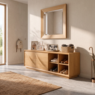 Shoe Cabinet Solid Wood with Closed Storage and Open Shelves