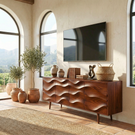 Sculptural Solid Wood TV Cabinet for Modern Interiors