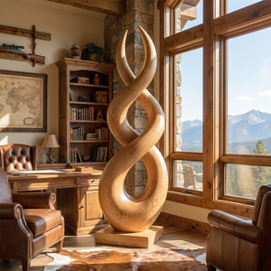Handcrafted Solid Wood Infinity Twist Sculpture for Entryway and Living Room Decor