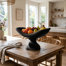 Solid Wood Floating Cradle Fruit Bowl with Twisted Sculptural Pedestal