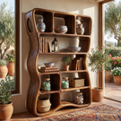 Handcrafted Solid Wood Organic Bookshelf with Rounded Open Shelves
