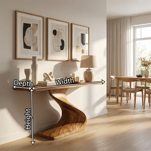 Sculpted Solid Wood Hallway Table for Organic Modern Interiors
