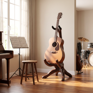 Sculptural Guitar Holder Handmade Wooden Instrument Stand