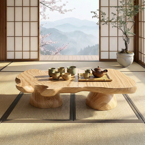 Solid Wood Organic Coffee Table for Japandi and Tea Room Interiors