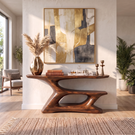 Console Table Solid Wood with Sculptural Tiered Arch Base