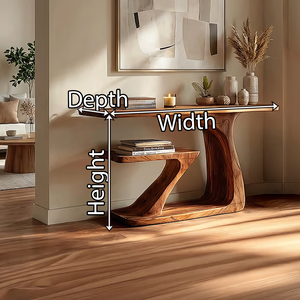 Two-Tier Solid Wood Console Table with Sculpted Z Base