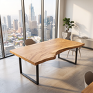 Live Edge Solid Wood Desk with Black Metal U Legs