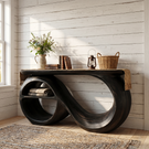 Solid Wood Console Table with Infinity Sculptural Base