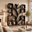 Handcrafted Solid Wood Tree Bookshelf with Organic Open Display Shelves