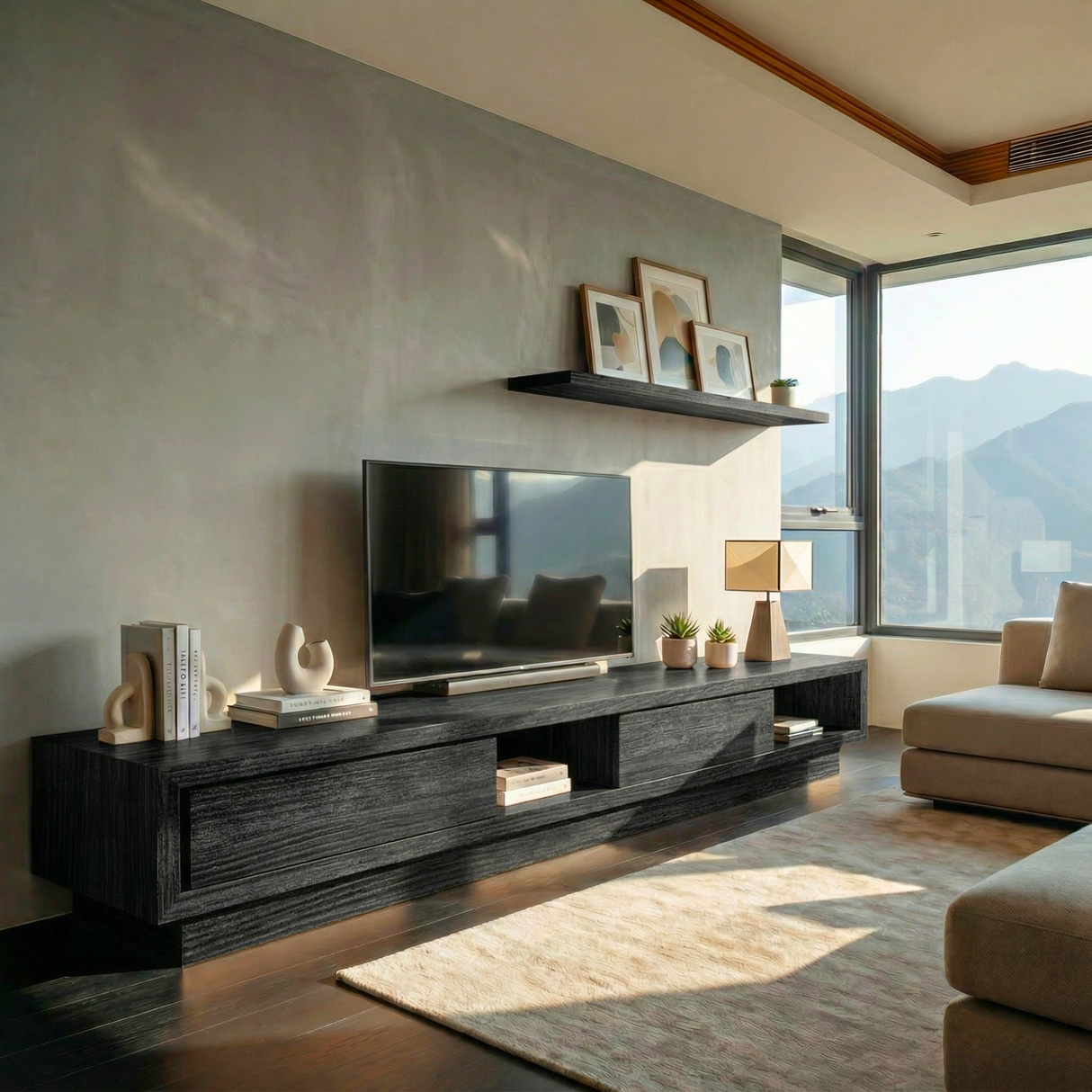 Solid Wood TV Cabinet for Modern Living Room Entertainment Spaces