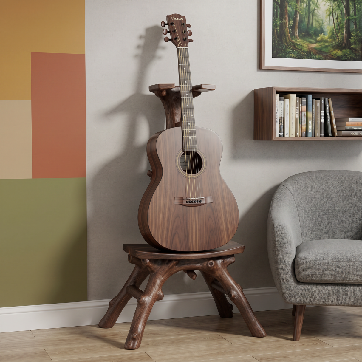 Driftwood Guitar Holder Handmade Wooden Floor Stand