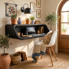 Floating Solid Wood Writing Desk with Soft Curved Form