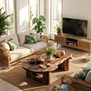 Live Edge Solid Wood Coffee Table for Organic Living