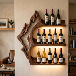 Modern Solid Wood Wine Rack Wall Shelf For Luxury Interiors