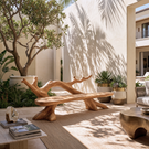 Organic Solid Wood Garden Bench with Natural Branch Backrest