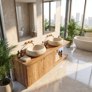 Minimalist Solid Wood Floating Bathroom Vanity