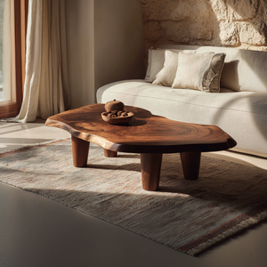 Organic Live Edge Wood Coffee Table Sculptural Design