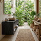 Floating Solid Wood Bathroom Cabinet Vanity with Rounded Modern Form