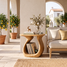Sculptural Solid Wood Side Table with Open Loop Base