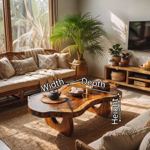 Luxury Live Edge Wood Coffee Table Sculptural Base