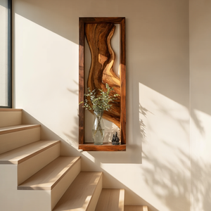 Framed Live Edge Wood Wall Sculpture for Modern Spaces