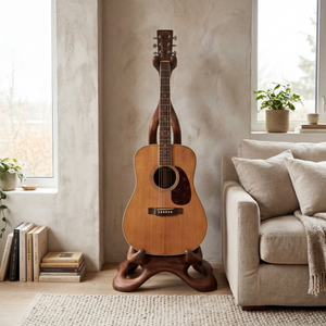 Wooden Guitar Stand with Organic Design for Acoustic Guitar Display