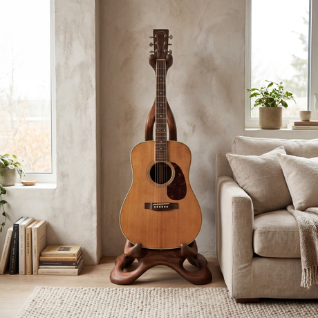 Organic Wooden Guitar Stand Artistic Acoustic Guitar Holder