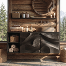 Abstract Carved Wood Bathroom Vanity Cabinet with Organic Relief Front