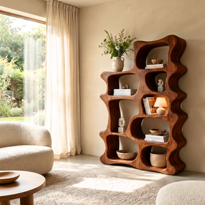Handmade Freeform Wooden Bookshelf Artistic Display Cabinet