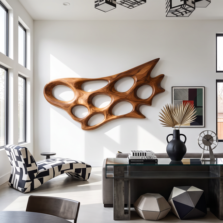 Wall Sculpture Sculptural Drift with Carved Organic Openings