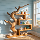 Sculptural Bookshelf with Organic Tree Form Modern Display Shelf