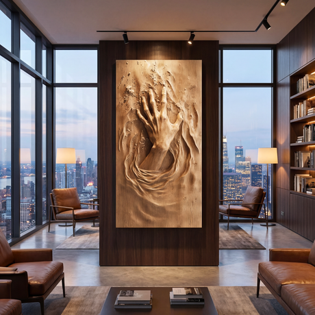 3D Emerging Hand Sculpture Wall Art Solid Wood Handcrafted Decor