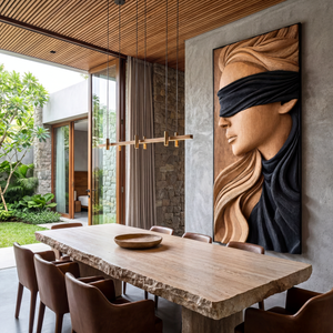 Handmade Modern Wooden Woman Portrait Wall Sculpture