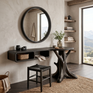 Handcrafted Solid Wood Vanity Console with Rounded Cubbies and Organic Branch Base