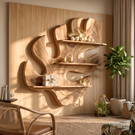 Tropical Leaf Solid Wood Wall Shelf for Nature Inspired Living Room Decor
