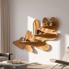 Organic Leaf Solid Wood Wall Shelf with Sculptural Floating Display Shelves