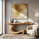 Console Table Solid Wood with Sculptural Curl Base for Entryway Decor