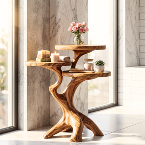 Organic Spa Side Table Handmade Tree Root Display Stand