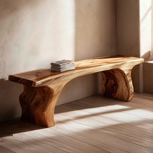 Live Edge Solid Wood Bench Organic Modern Handcrafted Seating