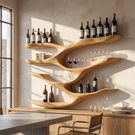 Interwoven Branch Solid Wood Wall Wine Rack for Wine Bottles and Glasses