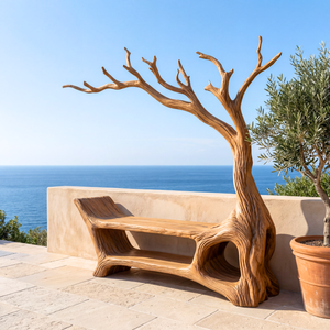 Handmade Organic Tree Branch Wooden Bench