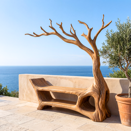 Handmade Organic Tree Branch Wooden Bench