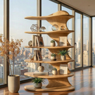 Organic Curved Solid Wood Bookshelf for Minimalist Interiors