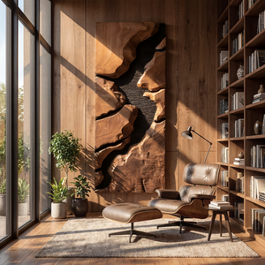 Canyon Rift Solid Wood Wall Sculpture Vertical Organic Modern Statement Art Panel