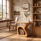 Organic Solid Wood Side Table with Sculptural Base