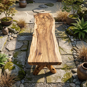 Sculptural Solid Wood Bench with Organic Base for Modern Interiors