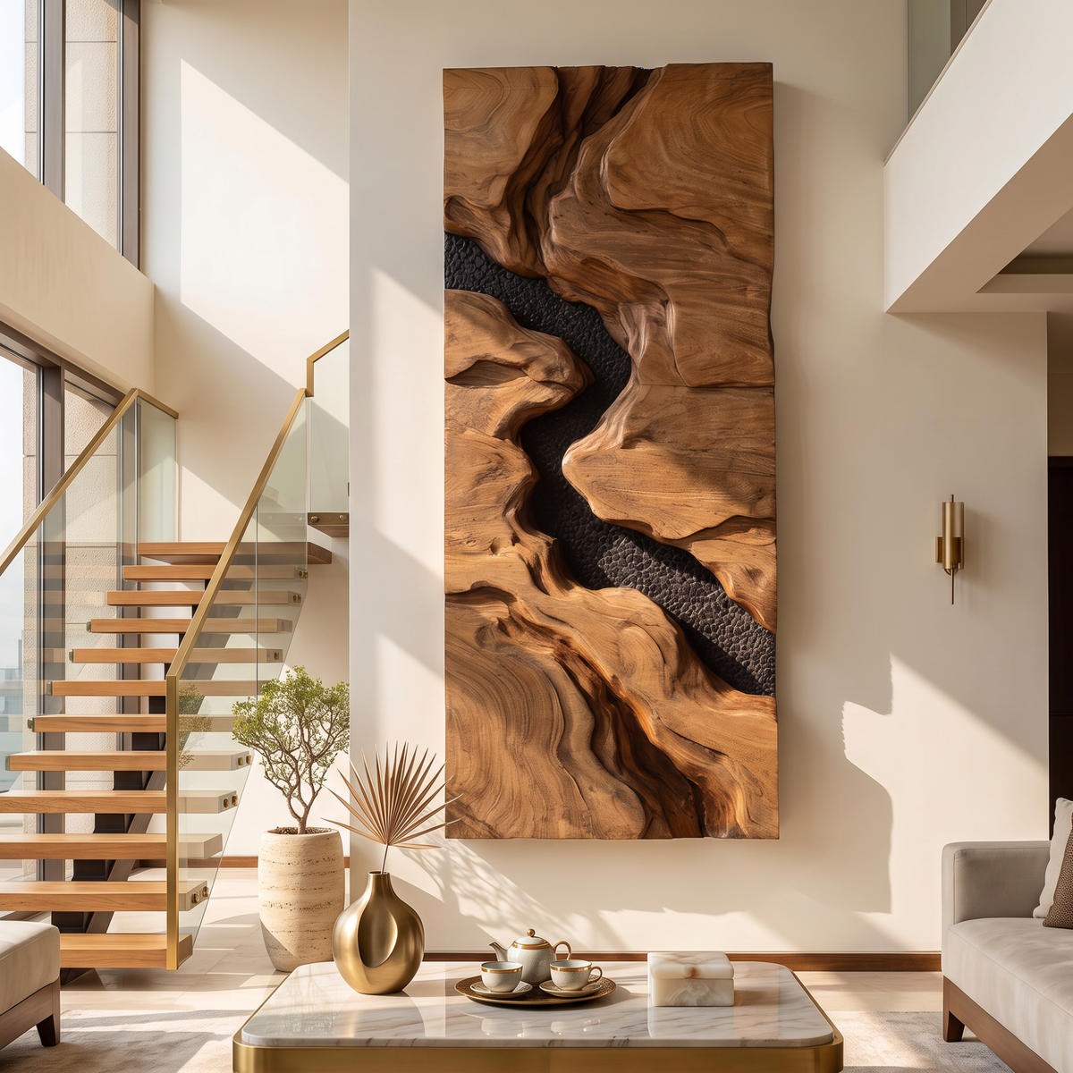 River Gorge Solid Wood Wall Art with Natural Canyon Relief