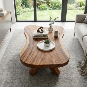 Handmade Solid Wood Coffee Table with Root-Like Sculptural Base